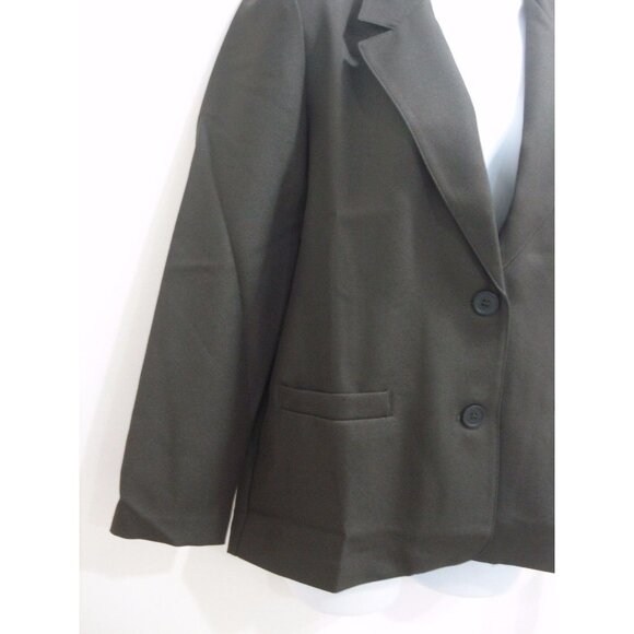 Alfred Dunner Faux Pockets Button Front Olive Blazer Jacket Petite Size 6P - Picture 5 of 9